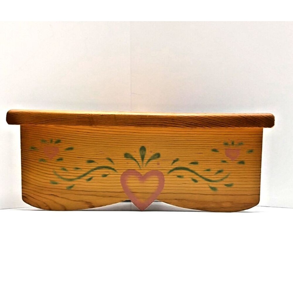 Honey Oak Corner Tabletop Shelf, Handmade, Painted Hearts, VTG Farmhouse Grandma